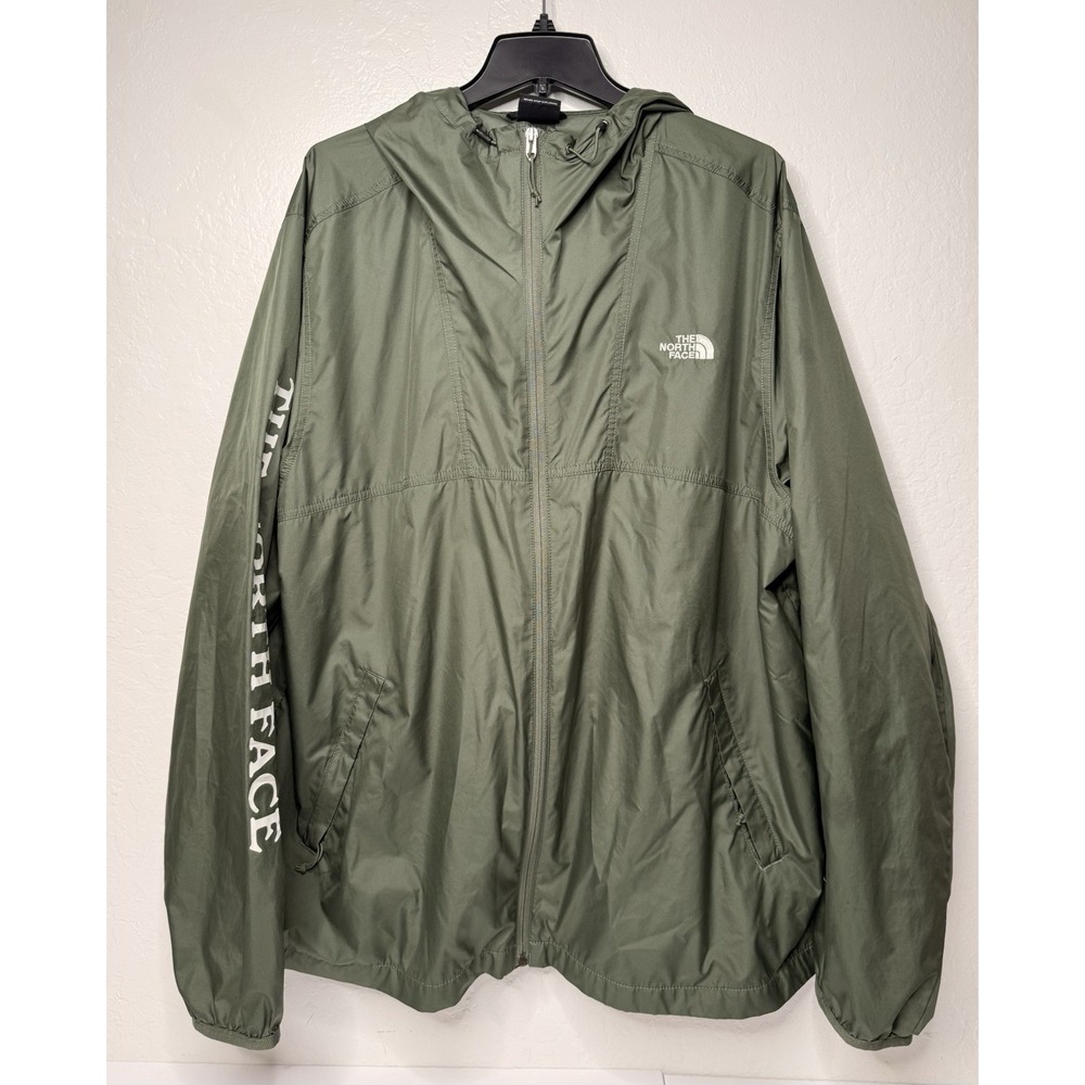 The North Face Windbreaker Jacket Men's Size XXL Green Big & Tall Hiking Camping